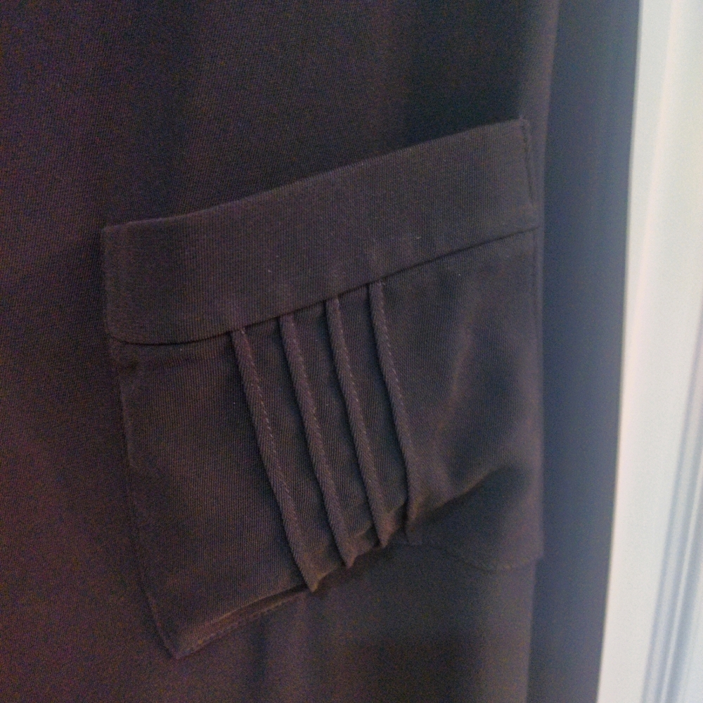 Talbots Black Maxi Button Down Dress Black Vintage Shoulder Pads Short Sleeve - Picture 5 of 10